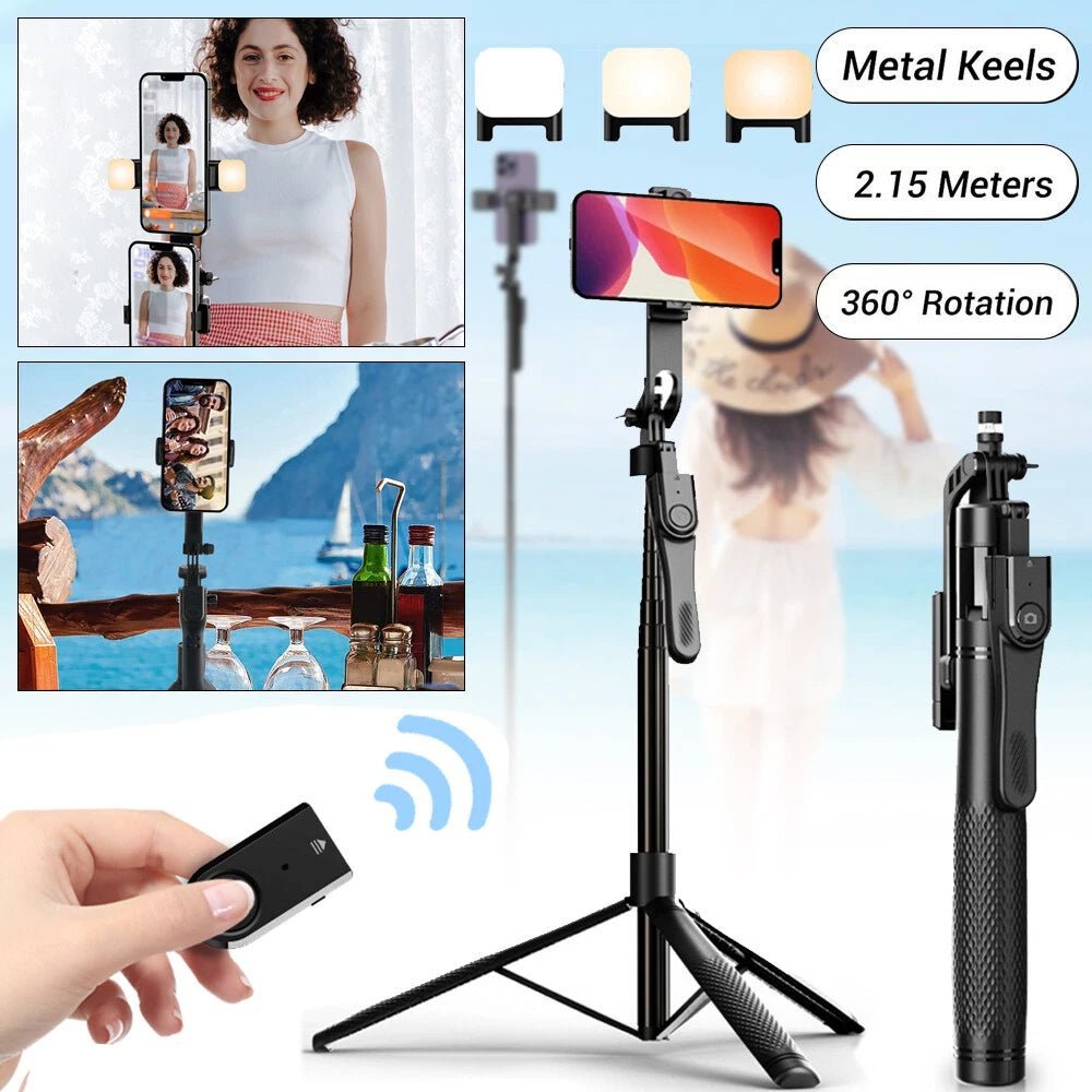 🤳 360° Rotating Pan - Tilt Selfie Stick Tripod - ZenAura