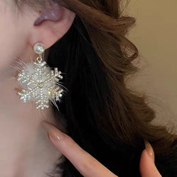 Image of Christmas Snowflake Earrings ❄️💎🤍 - ZenAura