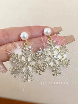 Image of Christmas Snowflake Earrings ❄️💎🤍 - ZenAura