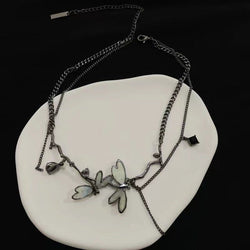 Image of Colorful Dragonfly Dark Black Clavicle Chain Necklace 🐉🖤 - ZenAura